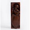 HAND CARVED WOODEN PLAQUE WARRIOR ANGEL WITH SHIELD