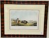 E.C. Biddle, hand colored lithograph, Hunting the Buffalo, drawn, printed and coloured at J.T Bowen's published by E.C. Biddle Phila...