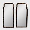 Pair of Queen Anne Style Black Lacquer Mirrors