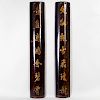 Pair of Chinese Parcel-Gilt Lacquer Poem Boards