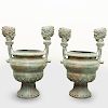 Pair of Roman Style Bronze Urns After the Antique