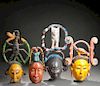 Four Ibibio Polychrome Carved Wood Face Masks