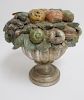 Polychromed and Carved Wooden Fruit in Urn