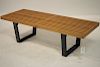 Oak Slatted Table/Bench on Black Painted Base