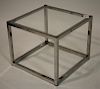 Chrome and Glass Square Side Table, 20th c.
