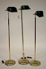 3 Green Glass Shaded Brass Floors Lamps - Roth