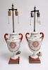 Pair of Chinese Export Style Porcelain Lamps