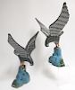 Pair of Chinese Cloisonne Falcons