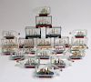 21 Miniature Ship Models encased in Glass