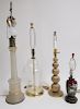 4 Contemporary Glass/Brass Table Lamps