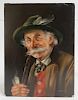 Gruber, 20th C., Portrait of Man with Pipe O/B
