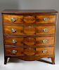 SATINWOOD AND ROSEWOOD INLAID MAHOGANY BOW-FRONTED CHEST OF DRAWERS
