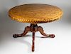 ELABORATE YEW WOOD ROUND CENTER TABLE