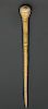 RARE WHALER MADE WHALE IVORY AND WHALEBONE CHILD’S WALKING STICK