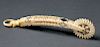 WHALE IVORY, ABALONE, MOTHER OF PEARL AND SILVER WIRE INLAID PIE CRIMPER