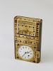  FRENCH SCRIMSHAW AND STUDDED HORN BOOK WATCH HOLDER AND SNUFF BOX
