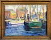 ANNE RAMSDELL CONGDON OIL ON ARTIST BOARD "COMMERCIAL WHARF, NANTUCKET"