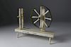 RARE WHALEBONE AND TIN SPINNING WHEEL MODEL, INSCRIBED "A. CLARK 1876"