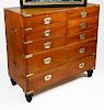 CHINESE EXPORT TWO-PART CAMPIAGN BRASS BOUND CHEST OF DRAWERS