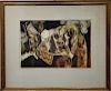 Signed, Abstract Mid Century Modern Etching