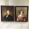 American School, 19th Century  Portraits of a Man and Wife