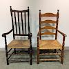 Two Country Turned Wood Armchairs