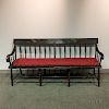 Black-painted and Stenciled Windsor Bench