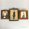 Three Miniature Watercolor Portraits of Gentlemen