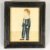 Framed Watercolor of a Boy with a Hoop