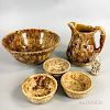 Ten Rockingham-glazed Ceramic Items