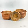 Three Nantucket Woven Baskets
