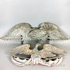 Two Cast Aluminum and Carved Pine Spreadwing Eagle Plaques