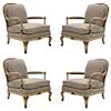 Rare Neoclassical Set of 4 Armchairs Signed by Maurice Hirsch, 1970s