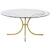 Mid Century French Robert Thibier Wrought Iron Gold Leaf Glass Dining Table 1960