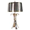 French Hollywood Regency Maison Charles Brass Corolle Lamp, 1970s