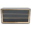Large Italian Sandro Petti Black Lacquered Brass Mirrored Chest of Drawers 1970s