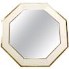 Octagon Shaped J.C. Mahey Mirror in White Lacquer and Brass, 1970s