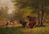 Thomas Craig Cows Oil on Canvas Ornate Frame