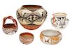 5 Pcs Acoma Pueblo & Isleta Pueblo Pottery