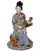 Chinese Porcelain Seated Woman w/ Fan