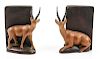 Pair of Carved & Stained Wood Bookends, Impalas