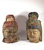 Two Polychrome and Wood Carved Chinese Heads.