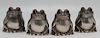 SILVER. Set of 4 English Silver Frog Shakers.