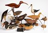 Contemporary carved and painted shorebird decoys