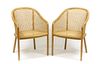Pair of Ward Bennett Caned Armchairs
