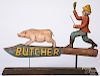 Carved and painted butcher trade sign