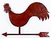Large painted zinc and copper rooster weathervane