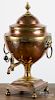 English brass and copper water urn