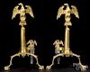 Pair of Harvin Co. brass eagle andirons