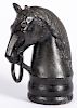 Cast iron horse head hitching post finial